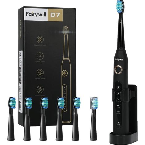 Cepillo de dientes eléctrico, tecnología ultrasónica, 5 modos de limpieza, D7 negro (1/2)