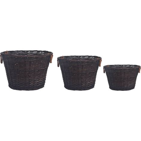 Maison Exclusive - Set Cestini Portalegna Impilabili 3 pz Marrone Scuro in Salice