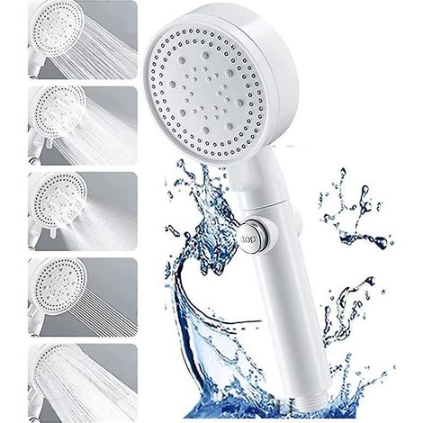 douche Conomie D'eau (blanche), Douche Anticalcaire, Douchette Haute Pression Avec 5 Modes, Douche De Massage, Douche Haute Pression (1/5)