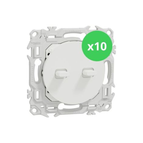 Schneider - Odace 2025 - LOT de 10 Double va-et-vient ou poussoir u00e0 levier - 10AX - Blanc craie - Ru00e9f : S920213 x 10 (1/5)