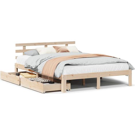 Maison Exclusive - Massivholzbett mit Schubladen 120x190 cm Kiefe