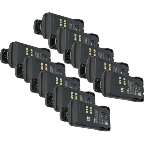 vhbw 10x Akku Ersatz für Motorola PMNN4416, PMNN4417, PMNN4416AR für Funkgerät, Walkie Talkie (1800 mAh, 7,4 V, Li-Ion) + Gürtelclip