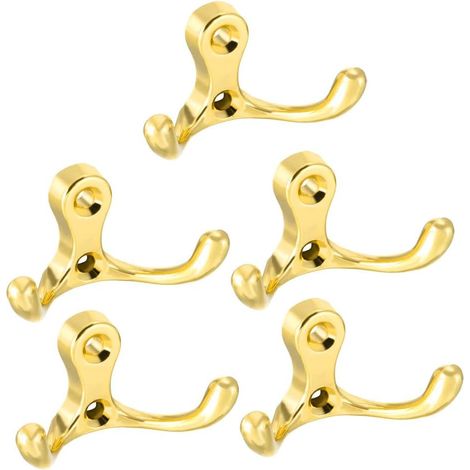 Lot de 5 crochets muraux doubles sourcing map, 30 mm x 55 29 couleur or