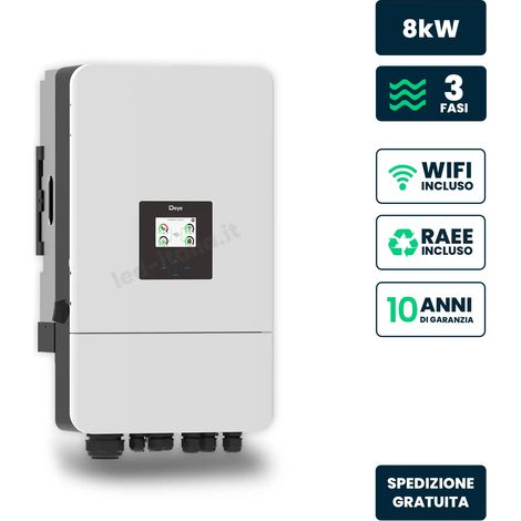 V-TAC Inverter Trifase LV Deye 8kW WiFi CEI 0-21 Bianco IP65