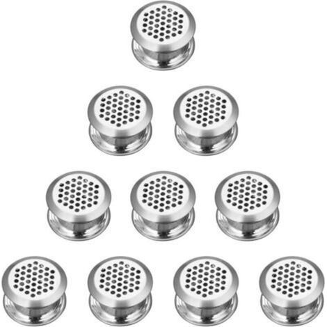 Grille Ventilation Ronde Acier Inoxydable 10 Pièces pour Armoire Placard Grille D'évacuation Ventilation Cuisine Meubles Argentée Gardez l'air Frais à l'intérieur de l'armoire