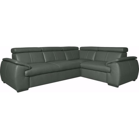 Canapé d'angle en 100% cuir de luxe italien , 5 places Cintia, couleur gris foncé, angle droit