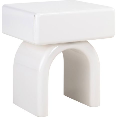 Table de chevet sculpturale avec tiroir - lait de coco (1/5)