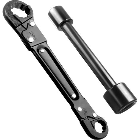 Kit d'outils de plomberie comprenant une clé à butée d'angle, une clé de démontage de butée d'angle et des outils PipeWrench à double extrémité (1/5)