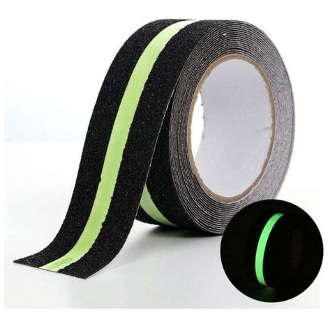 Bande antidérapante adhésive avec bande fluorescente pour la réflexion nocturne, bande antidérapante intérieure et extérieure, idéale pour les escaliers et les marches 50mm 1m (1/5)