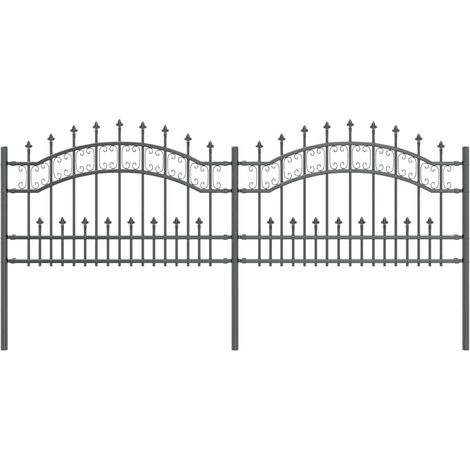 Garden Fence KAMPEN 240 x 118 cm Mesh Powder-coated steel Grey vidaXL