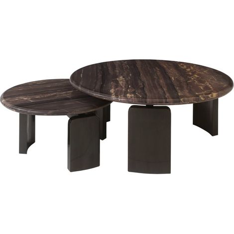 Table basse gigogne en marbre bordeaux - bordeaux veiné doré (1/5)