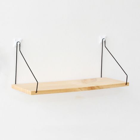 Estantería rústica de pared con soportes metálicos, estantes decorativos para la cocina, el salón, el baño y el dormitorio no requiere clavos. (1/5)