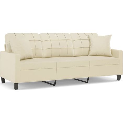 Maison Exclusive - Divano a 3 Posti con Cuscini Crema 180 cm in Similpelle