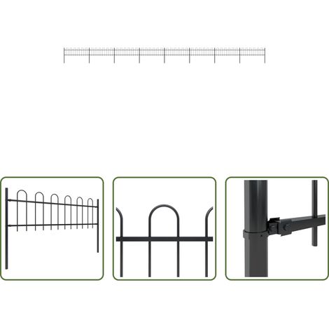 Clôture décorative -  Clôture de jardin avec arceau en acier 1426 x 60 cm Noir (1/5)