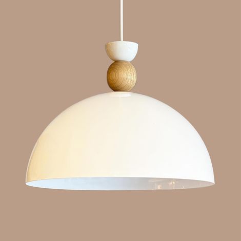 Yimpi Suspension Industrielle en Métal Blanc Peint à la Main – Lustre Vintage E27 Ø30 cm pour Salon, Chambre ou Salle à Manger (1/5)