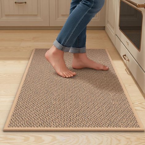 Tapis de porte antidérapant et lavable, tapis de cuisine, descente de lit, envers en caoutchouc, kaki, 50 x 80 cm (1/5)