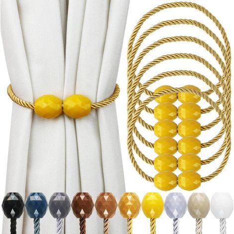 Magnetische Gardinenhalter aus massivem Gold, 6er-Set, dekorative Gardinenhalter für den Außenbereich - Crezuo