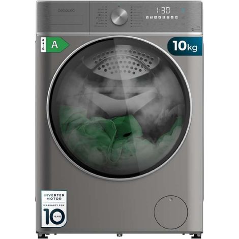 Lavadora secadora steel de 10 kg y 6 kg de capacidad y 1400 rpm, 16 programas, motor inverter plus, clase a, steammax, onsmart, fuzzy logic, smooth wash, spacare, stain match y goma antibacteriana. (1/5)