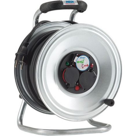 Enrollador de cable, chapa de Acero, IP 44, calidad de cable Neopreno, Tipo de cable : H07 RN-F 3G2,5, Largo de cable 30 m
