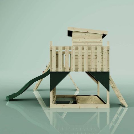 PolarPlay Spielturm Frida aus Holz in GrünTrapezstange