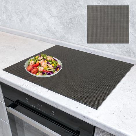 Protection Plaque Induction Tapis de Protection Plaque Cuisson Induction en Silicone Plaque de Cuisson Magnétique Cooktop Anti Rayures Non Slip Pour Cuisinière à Induction,Gris Noir (1/5)