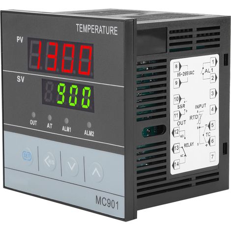 Régulateur de température numérique PID MC901, entrée capteur PT100 type K, sortie relais SSR