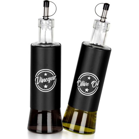 Botellas de aceite y vinagre vidrio negro 300 ml 2 uds (1/5)