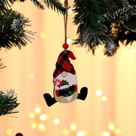 Pendentif Arbre De Noël - En Bois - 10 cm x 5 cm - Pour Décoration De Sapin - Lot De 4 (1/3)