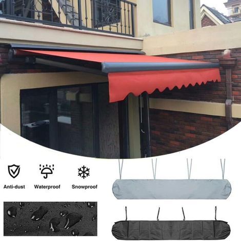 Housse de protection pour auvent noir 200 x 27 cm, 1 housse imperméable pour auvent, protection anti-poussière pour extérieur (1/3)