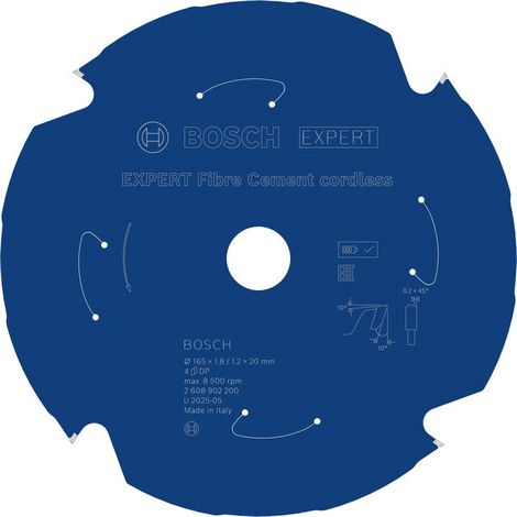 Bosch EXPERT Fibre Cement Circular Saw Blade 165 x 1.8/1.2 x 20mm T4 2608902200 (1/4)