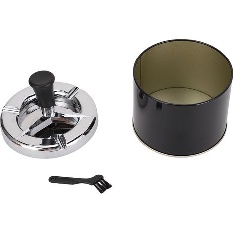 Mini-Tischmülleimer mit Deckel, runder Abfalleimer für Küche und Auto, Edelstahl, schwarz (1/5)