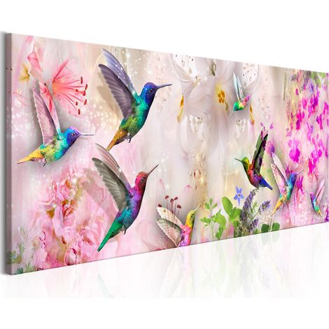Quadro - Colourful Hummingbirds (1 Part) Narrow - 150x50 (1/4)