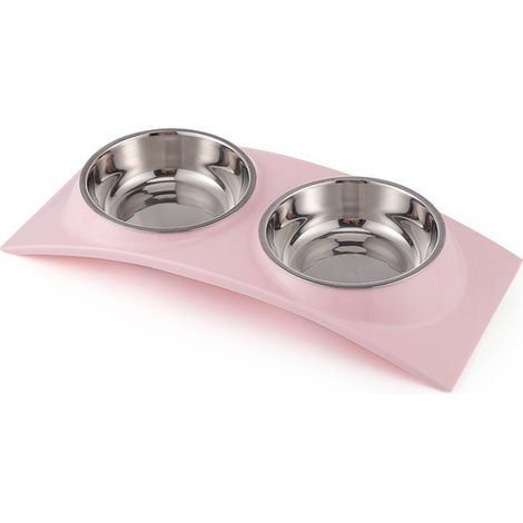 Gamelles doubles en acier inoxydable pour chats, pour nourriture et eau, distributeur de nourriture pour animaux à double usage (1/5)