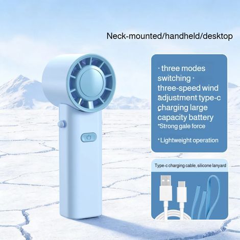 Mini Ventilateur de Poche Haute Vitesse Batterie Rechargeable 500mAh USB Bleu (1/5)