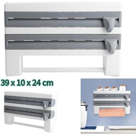 Support de rouleau mural - Cuisine - Découpe facile - Design contemporain - ABS gris (1/4)