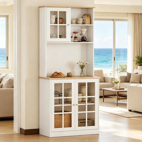 Meuble de rangement haut cuisine, placard de stockage, armoire colonne d'appoint, meuble utilitaire avec étagères, idéal petit espace. (1/5)