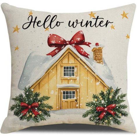 Taie D Oreiller - 45x45 Cm - Bonhomme De Neige - Decoration Noel - Lot De 4 (1/5)