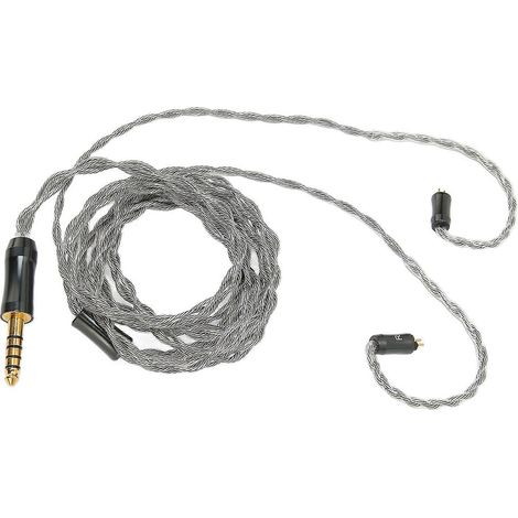 Câble écouteur 4 brins cuivre argenté plaqué, fiche 4.4mm, 1.2m, remplacement fil audio haute fidélité, connecteur jack équilibré, cordon tressé argent, 119cm. (1/5)