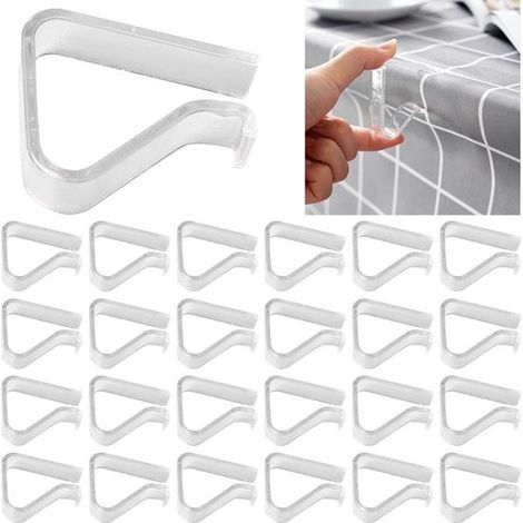 Tischdeckenklammern – Tischklemmen, Tischhalter – Tischdecke an Ort und Stelle – Windfestes Design – 24 große Stück – Transparent (1/5)