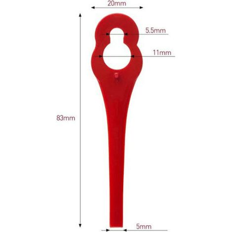 Lot de 100 Lames en Plastique de Rechange pour Coupe Bordure Florabest LIDL FRTA 20 A1,FAT 18B3, FRT18A (1/4)