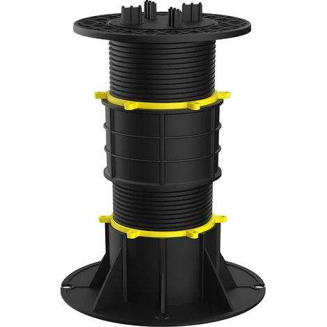 Lot de 1 plots terrasse réglable pour lambourdes et dalles – Hauteur 270-355mm – Pour béton armé et bois dur – Système d'évacuation d'eau (1/5)
