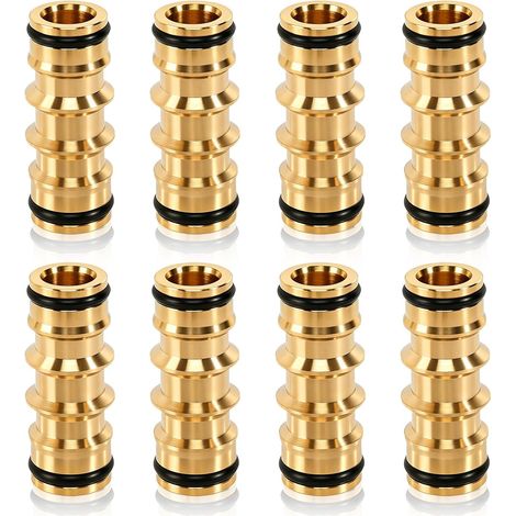 Lot de 8 Raccord de Tuyau en Laiton, 1/2" Raccord de Tuyau pour Rallonge de Tuyau, Raccords pour Tuyau D'arrosage, pour Rallonger Un Tuyau et le Système D'irrigation de Jardin (1/5)