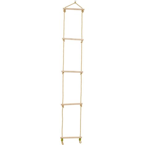 Échelle corde 5 barreaux bois pour portique h190-250cm (1/5)