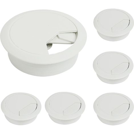 6 Pièces Passe Cable Bureau Blanc, 50mm Cache Cable Bureau, Blanc Cache Câble en Plastique pour Tables, Cache Câble pour Câble Rond, Passe Fil Bureau, Organiseur de Fil pour la Maison et Le Bureau (1/5)