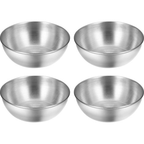 Ensemble de 4 assiettes à sauce rondes en acier inoxydable, idéales pour les sushis et les sauces (3,15 pouces).