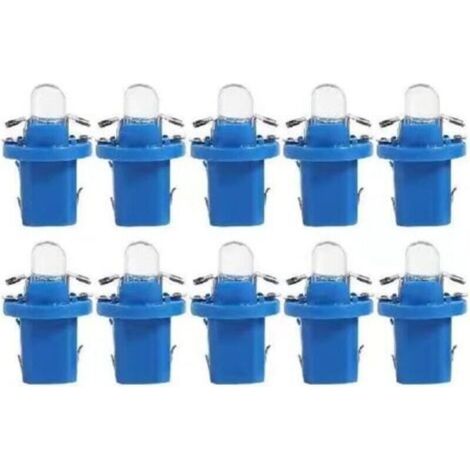 Lot de 10 ampoules LED T5 Lampe avec Support,Ampoules 12V BAX10d B8.5D Ampoule Tableau de Bord pour Voiture et Moto -bleu (1/4)