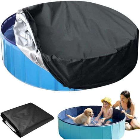 Protection de Piscine pour Chien,Bâche de Protection Ronde pour Piscine,Bâche de Piscine Circulaire Pliable,Bâche de Piscine Ronde Étanche pour Piscines de Chien,122 30cm (1/5)