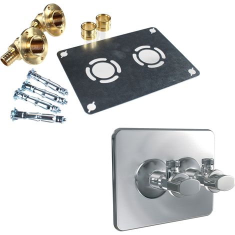 Kit Robifix + cache poli avec ses robinets (Évier / Lavabo) 50mm PER Ø16 - Femelle 1/2" (15/21) à glissement - Watts