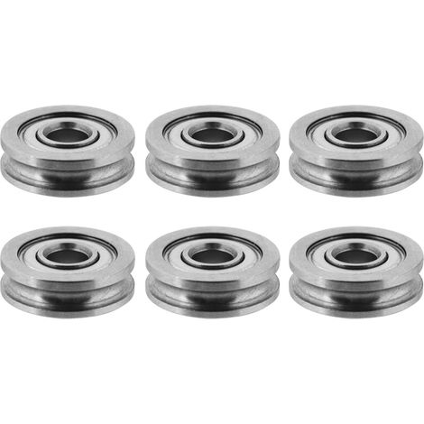 Lot de 10 galets de guidage étanches à gorge en U en métal, avec roulement à billes U604ZZ, 4 x 13 x 4 mm (1/5)