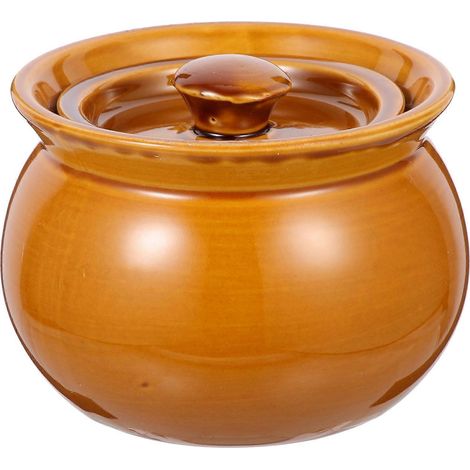 Bol à soupe en céramique, mijoteuse, ustensile de cuisine raffiné.-11.20X11.20X8.50CM-Brown (1/3)